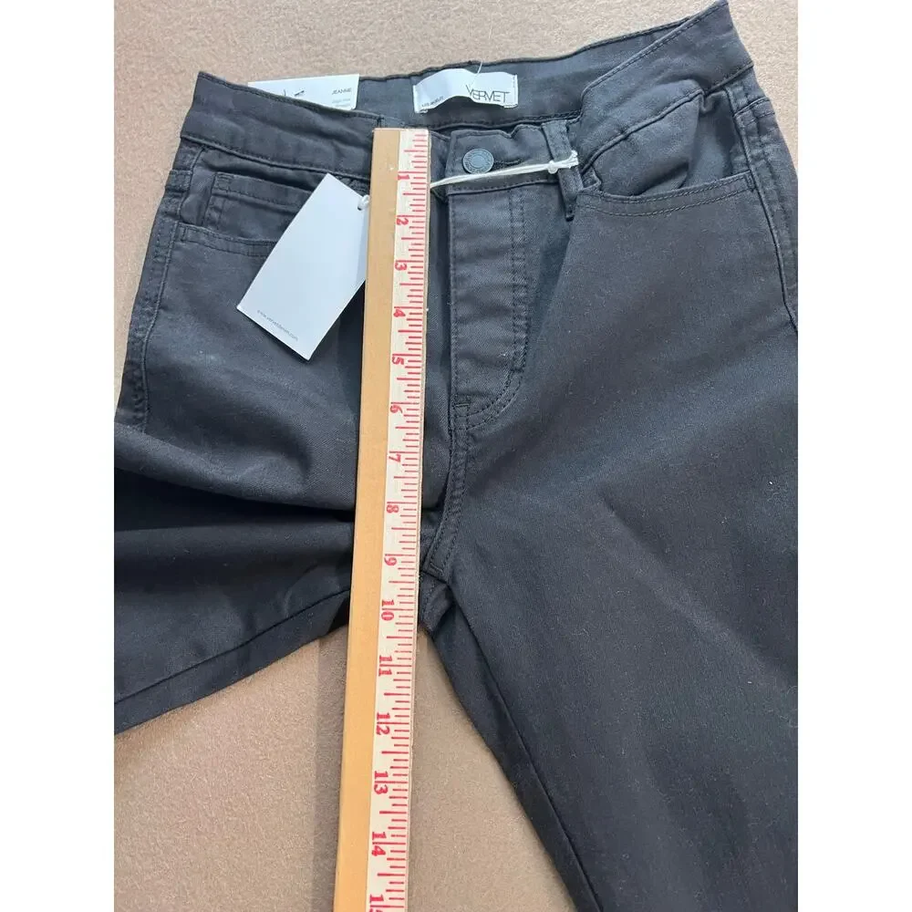 Vervet Jeanne  High Rise Stretch Slim Ankle Black HiddenButton Fly Jeans Size 25